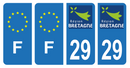 Lot 4 Autocollants Plaque d'immatriculation Voiture Département 29