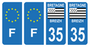 Lot 4 Autocollants Plaque d'immatriculation Voiture Département 35 Breizh