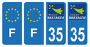 Lot 4 Autocollants Plaque d'immatriculation Voiture Département 35