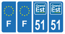 Lot 4 Autocollants Plaque d'immatriculation Voiture Département 51