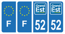 Lot 4 Autocollants Plaque d'immatriculation Voiture Département 52