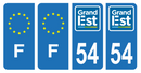 Lot 4 Autocollants Plaque d'immatriculation Voiture Département 54 Noir