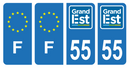 Lot 4 Autocollants Plaque d'immatriculation Voiture Département 55