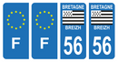 Lot 4 Autocollants Plaque d'immatriculation Voiture Département 56 Breizh