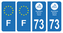 Lot 4 Autocollants Plaque d'immatriculation Voiture Département 73