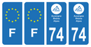 Lot 4 Autocollants Plaque d'immatriculation Voiture Département 74