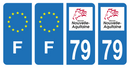 Lot 4 Autocollants Plaque d'immatriculation Voiture Département 79 Noir