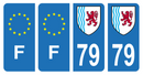 Lot 4 Autocollants Plaque d'immatriculation Voiture Département 79