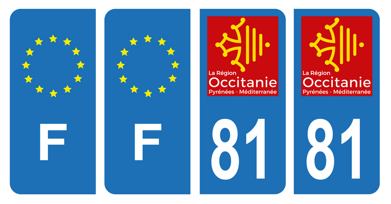 Autocollants 81 logo nouvelle région Occitanie pour plaque immatriculation Autocollants 81 logo nouvelle région Occitanie pour plaque immatriculation