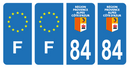 Lot 4 Autocollants Plaque d'immatriculation Voiture Département 84 Noir