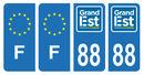 Lot 4 Autocollants Plaque d'immatriculation Voiture Département 88