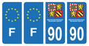Lot 4 Autocollants Plaque d'immatriculation Voiture Département 90 Nouveau Modèle