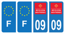 Lot 4 Autocollants Plaque d'immatriculation Voiture Ancienne Région 09