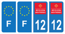 Lot 4 Autocollants Plaque d'immatriculation Voiture Ancienne Région 12
