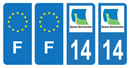 Lot 4 Autocollants Plaque d'immatriculation Voiture Ancienne Région 14 Noir