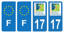 Lot 4 Autocollants Plaque d'immatriculation Voiture Ancienne Région 17