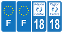 Lot 4 Autocollants Plaque d'immatriculation Voiture Ancienne Région 18 Noir