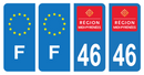 Lot 4 Autocollants Plaque d'immatriculation Voiture Ancienne Région 46 Noir