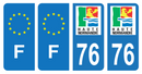 Lot 4 Autocollants Plaque d'immatriculation Voiture Ancienne Région 76
