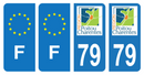 Lot 4 Autocollants Plaque d'immatriculation Voiture Ancienne Région 79