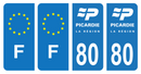Lot 4 Autocollants Plaque d'immatriculation Voiture Ancienne Région 80