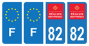 Lot 4 Autocollants Plaque d'immatriculation Voiture Ancienne Région 82 Noir