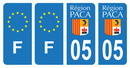 Lot 4 Autocollants Plaque d'immatriculation Voiture 05 Ancien Logo PACA