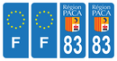 Lot 4 Autocollants Plaque d'immatriculation Voiture 83 Ancien Logo PACA