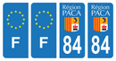 Lot 4 Autocollants Plaque d'immatriculation Voiture 84 Ancien Logo PACA
