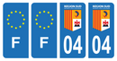 Lot 4 Autocollants Plaque d'immatriculation Voiture Département 04 Région SUD
