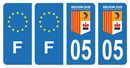 Lot 4 Autocollants Plaque d'immatriculation Voiture Département 05 Région SUD Noir