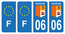 Lot 4 Autocollants Plaque d'immatriculation Voiture Département 06 Région SUD