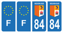 Lot 4 Autocollants Plaque d'immatriculation Voiture Département 84 Région SUD