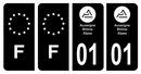 Lot 4 Autocollants Plaque d'immatriculation Voiture Département 01