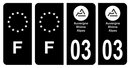 Lot 4 Autocollants Plaque d'immatriculation Voiture Département 03