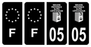 Lot 4 Autocollants Plaque d'immatriculation Voiture Département 05 Noir