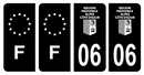 Lot 4 Autocollants Plaque d'immatriculation Voiture Département 06 Noir