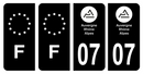 Lot 4 Autocollants Plaque d'immatriculation Voiture Département 07