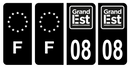 Lot 4 Autocollants Plaque d'immatriculation Voiture Département 08 Noir