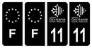 Lot 4 Autocollants Plaque d'immatriculation Voiture Département 11