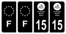 Lot 4 Autocollants Plaque d'immatriculation Voiture Département 15 Noir