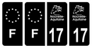 Lot 4 Autocollants Plaque d'immatriculation Voiture Département 17 Noir