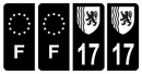 Lot 4 Autocollants Plaque d'immatriculation Voiture Département 17