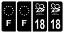 Lot 4 Autocollants Plaque d'immatriculation Voiture Département 18
