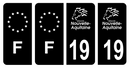 Lot 4 Autocollants Plaque d'immatriculation Voiture Département 19