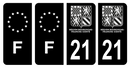 Lot 4 Autocollants Plaque d'immatriculation Voiture Département 21
