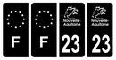 Lot 4 Autocollants Plaque d'immatriculation Voiture Département 23 Noir