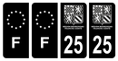Lot 4 Autocollants Plaque d'immatriculation Voiture Département 25 Nouveau Modèle