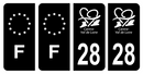 Lot 4 Autocollants Plaque d'immatriculation Voiture Département 28