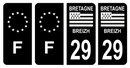 Lot 4 Autocollants Plaque d'immatriculation Voiture Département 29 Breizh